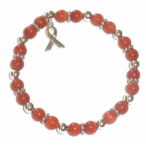 Leukemia Cancer Awareness Bracelet - Orange Stretch Awareness Bracelet - Fits Adults - Packaged