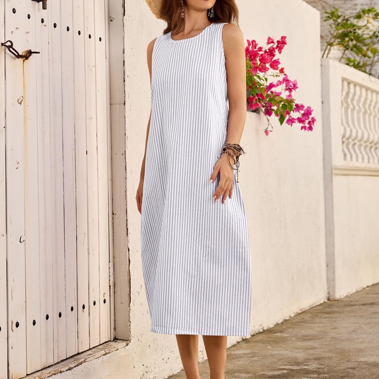 ladies cotton summer dresses Handblock Print Dress, Women Cotton Dress, Block Print Dress, Cotton Tier Dress, Printed Cotton dress Womens Summer Imitation Dress Round Neck Sleeveless Casual Dress Features Summer Dresses Cotton Frocks Online