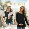 thumbnail image 4 of Women's Long Sleeve Maternity Nursing Tops Shirts Breastfeeding Clothes 3-Pack, 4 of 6