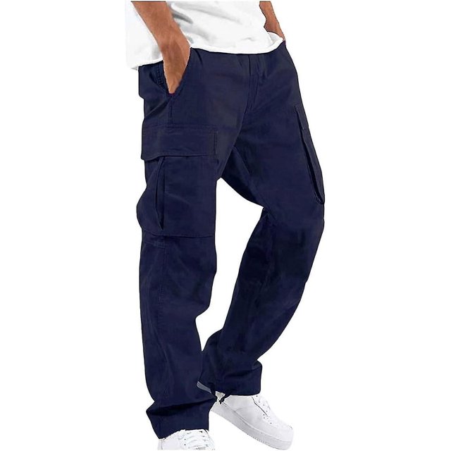 Pants For Men Solid Casual Multiple Pockets Outdoor Straight Type Fitness Long Pants