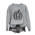 thumbnail image 4 of ZunFeo Womens Gray Crew Neck Pumpkin Graphic Sweatshirt Long Sleeve Fall Pullover for Hall-oween Thanksgiving,Size M, 4 of 6