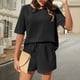 thumbnail image 1 of MKLEKYY Pantalones Cortos Para Mujer, Informales Y Cómodos, Estilo Extranjero, Camisa De Murciélago, Pantalones Cortos De Manga Corta A La Moda, Traje, 1 of 4
