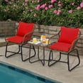 thumbnail image 2 of Costway 3PCS Patio Rattan Bistro Set Cushioned Chair Glass Table Deck Red, 2 of 10