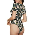 thumbnail image 3 of Naloa Flowers Women's Short-Sleeved Onesie, One-Piece Swimsuit for Parties, dates, clubs - X-Large, 3 of 9