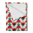 thumbnail image 2 of Vintage Soft Flannel Fleece Throw Blanket, Retro Geometrical Modern Design with Circles and Rounds Art, Cozy Plush for Indoor and Outdoor Use, 70" x 90", Forest Green Salmon, by Ambesonne, 2 of 5