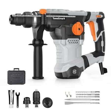 

WhizMax 4 in 1 Multi-functional Rotary Hammer Drill 12.5 Amp 1-1/4 Inch SDS-Plus Heavy Duty hammer drill Safety Clutch Drill Chuck for Concrete Tile Wall Stones Cement and Metal