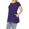 thumbnail image 2 of Women's Plus Size Casual Solid Short Sleeve Round Neck Tunic Tops with Side Pockets, 2 of 6