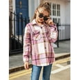 thumbnail image 5 of Oudiya Girls Flannel Plaid Jackets Long Sleeve Button Down Shirts Blouses Tops with Pockets, 6-15Y, 5 of 8