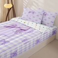 thumbnail image 3 of Homewish Letter F Initial Zipper Twin Comforter Sets with Fitted Sheet and 2 Pillowcases For Kids Girls,Purple Plaid Zipper Bedding Set For Bow Tie Lover,Reversible,4 Pieces, 3 of 7