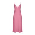 thumbnail image 4 of Plus Size Dresses, Women Casual Holiday Style Hollow Out Long Dress Solid Color Loose Sleeveless-Neck Camisole Dress(Watermelon Red,S), 4 of 4