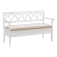 thumbnail image 1 of Linon Elliana Storage Bench Beige Padded Seat Cutout Back Design in White Wood, 1 of 14