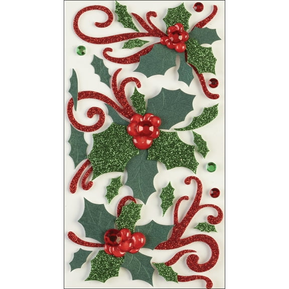 Jolee's Boutique Dimensional Stickers-Flourishes and Holly