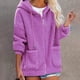 thumbnail image 3 of Gibobby Chamarra de Invierno, Chaqueta de Forro Polar para Mujer con Bloques de Color y Cremallera con Capucha Sherpa Shacket Outwear con Bolsillos(Rosa caliente,G), 3 of 5