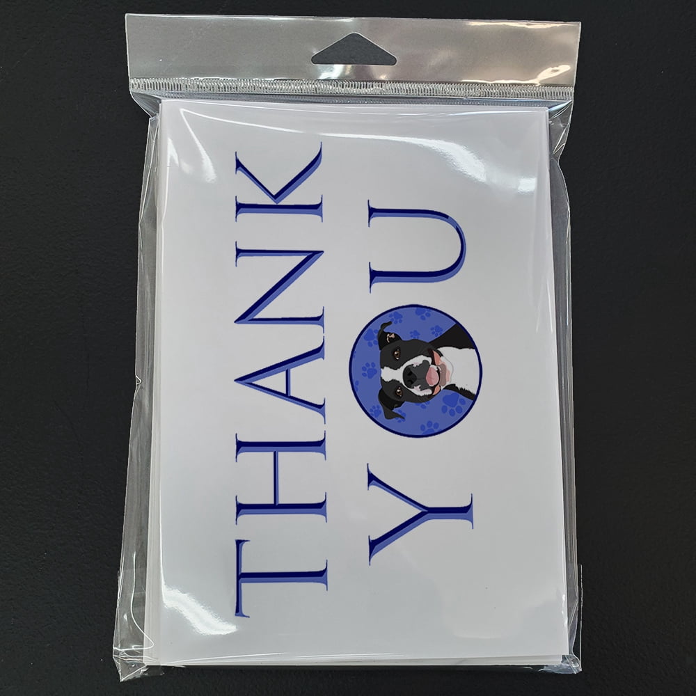 Pit Bull Black #3 Thank You Greeting Cards and Envelopes Pack of 8 7 in x 5 in