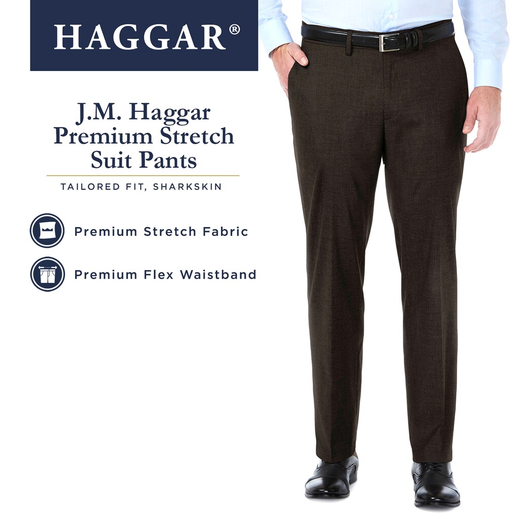 Men's J.M. Haggar Premium Tailored-Fit Stretch  Flat-Front Suit Pants Dark Brown - image 4 of 5