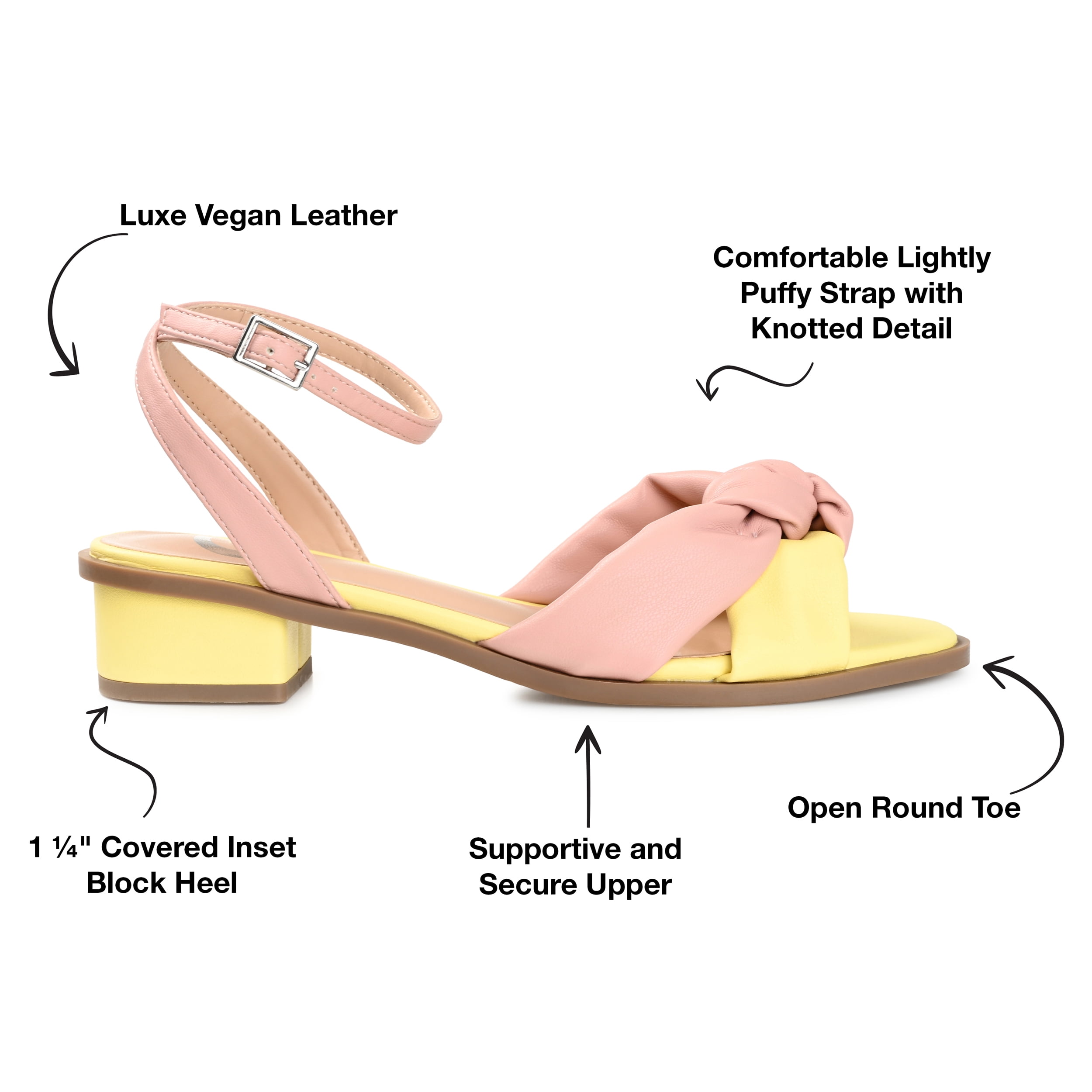 Journee Collection Womens Edythe Two Tone Low Block Heel Sandals