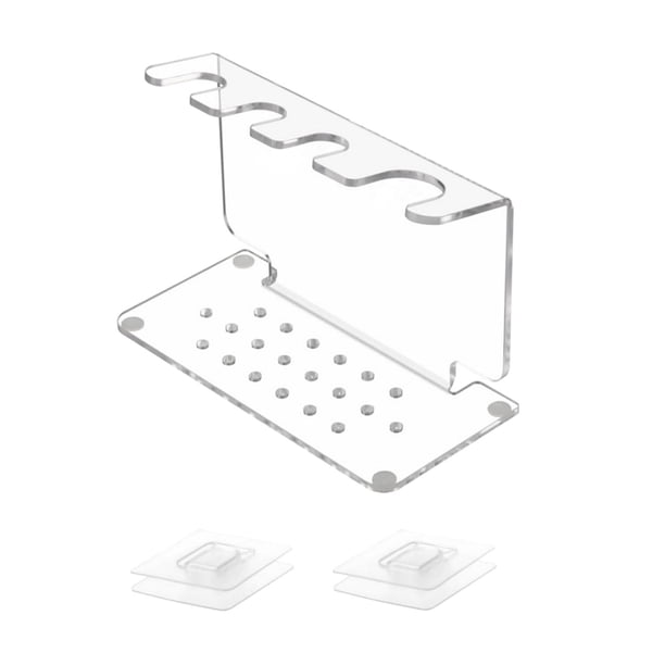 Soporte para Maquinilla de Afeitar, Soporte con Gancho para Afeitadora, Montaje en Pared, Organizador Transparente con Gancho para Maquinilla de Afeit