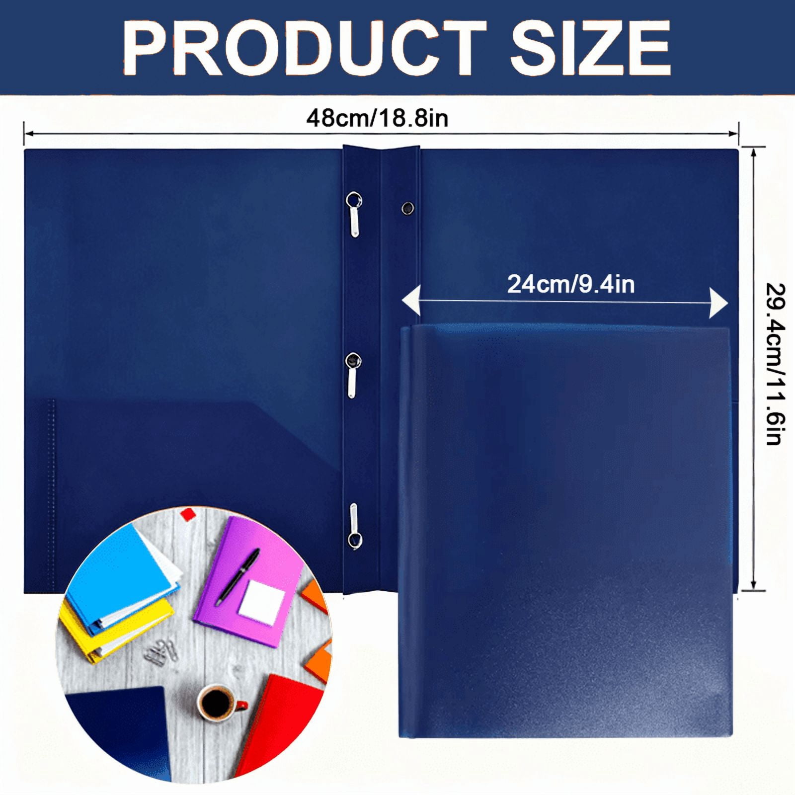48 Pcs Multicolor Pocket Folders with 3 Hole Punch, Heavy Duty Plastic File Folders with 2 Pockets and Clips, Letter Size Document Organizer for Office, Business Filing, Meeting Supplies