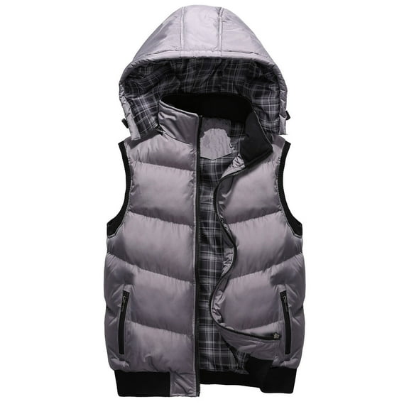 Herrnalise Men's Sport Multi-bag Casual Down Cotton Vest Jacket Loose Vest Climbing Tooling Outdoor Vest Gray