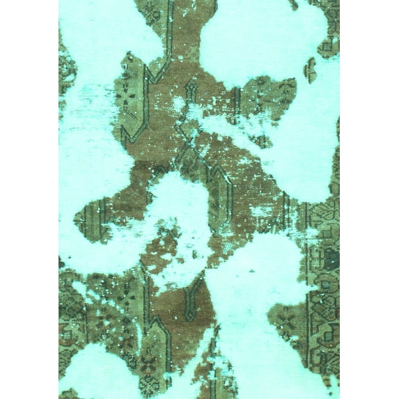 Ahgly Company Indoor Rectangle Abstract Turquoise Blue Modern Area Rugs, 5' x 7'