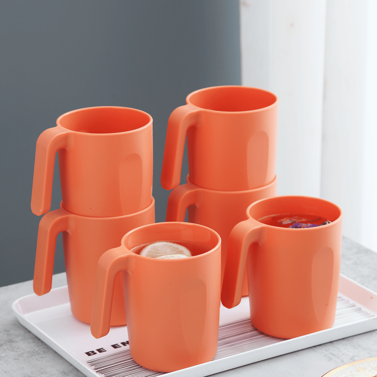 18pcs/set Reusable Plastic Cups Mugs Rainbow Colors Outdoor Picnic