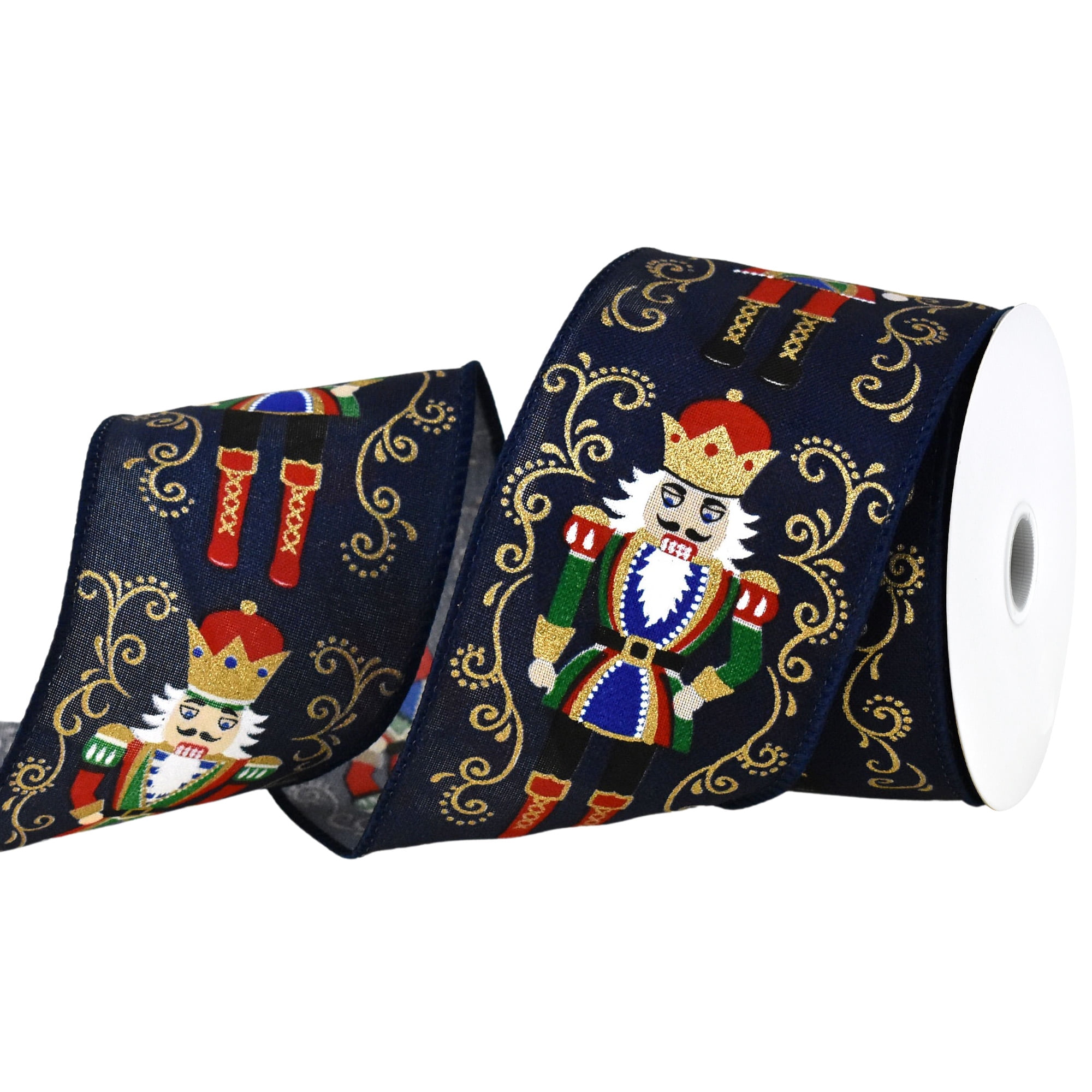 Homeford Christmas Nutcracker Filigree Elegance Wired Ribbon, 2-1/2-inch, 10-yard, Navy
