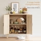 thumbnail image 1 of Cabihome small rattan almacenamiento gabinete: boho sideboard buffet con 2 doors, wood credenza consola para entrada, sala de estar o kitchen, natural oak, 1 of 8