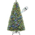 thumbnail image 1 of SHareconn 5ft Prelit Premium Artificial Classic Spruce Christmas Tree with Remote Control,Timer, 250 Warm White & Color LED Changing Lights, 624 Branch Tips, Perfect Choice for Xmas Decoration, 5 FT, 1 of 8