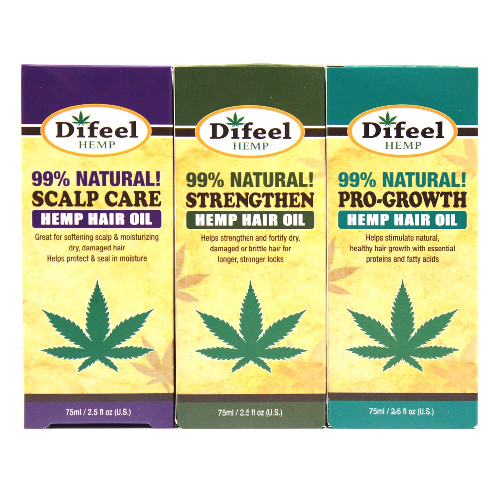 Difeel Hemp 99 Natural Hemp Hair Oil 2.5 Ounce Collection 3PC Set