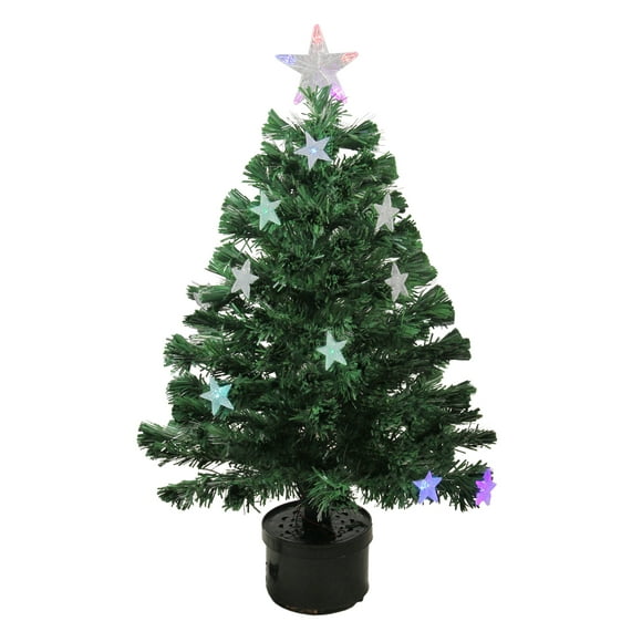 Northlight 3' Pre-Lit Potted Color Changing Fiber Optic Artificial Christmas Tree - Multi Color LED Lights