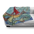 thumbnail image 3 of Art Soft Flannel Fleece Blanket, Baby Boy Paintings Ship in the Waves of Ocean Sun Kids Girls Nursery Picture, Cozy Plush for Indoor and Outdoor Use, 60" x 80", Teal Red Earth Yellow, by Ambesonne, 3 of 6