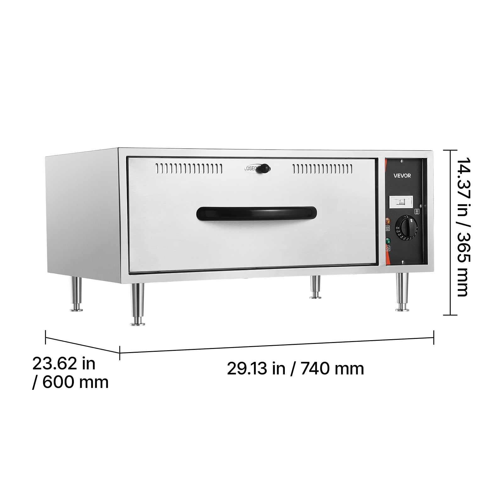 VEVOR Commercial Electric Drawer Warmer, Single-Drawer Stainless Steel Food Warmer, Freestanding Standard Warming Drawer Cabinet, 85°F–185°F Wide Temperature Range, for Restaurant, Hotel & Bakery