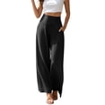 thumbnail image 2 of YuXingFu Womens Linen Pants Women Petite Skinny Culottes - Frayed Hem Travel Black M, 2 of 9