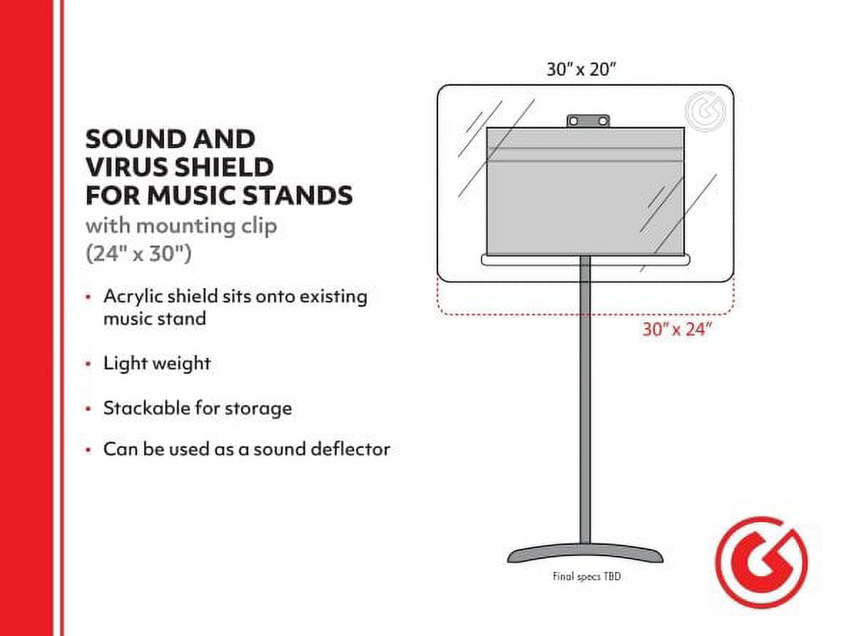 Gibraltar 5-Pack 24" x 30 Sound Shield for Music Stand w/ Clips
