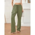 thumbnail image 4 of Franhais Women Wide Leg Pants, Elastic Waist Drawstring Solid Loose Long Trousers Streetwear for Casual Daily, 4 of 9