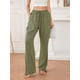 thumbnail image 4 of Lucakuins Pantalones de pierna ancha para mujer, cintura elástica con cordón, pantalones largos sueltos sólidos, ropa de calle para uso diario informal Lucakuins moda, 4 of 9