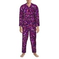 thumbnail image 3 of Haiem Colourful Glitter Pattern Men’s Long-sleeve Sleepwear,Sleepwear Set,2-piece Loungewear Set,Soft PJs Comfy Nightwear with Pockets-Medium, 3 of 7