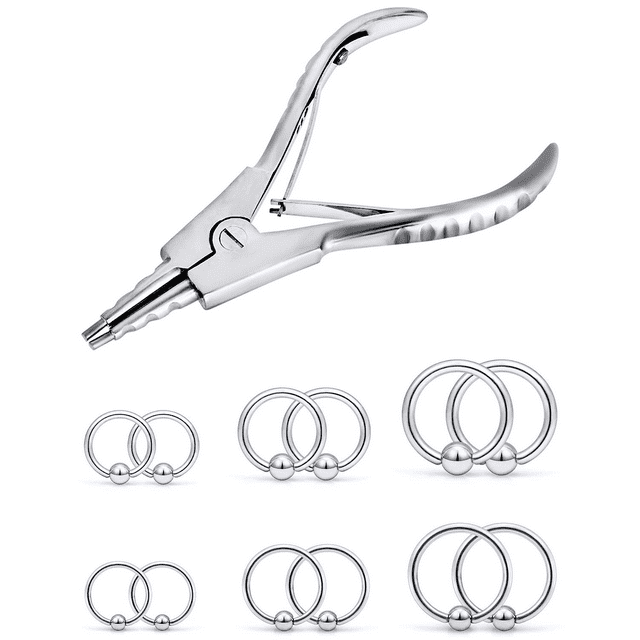 8 Style Body Piercing Tools Kit, Piercing Clamps & Forceps for Nose, Septum, Lip, Tongue, Eyebrow, Belly, Ear, Dermal Piercing, Piercing Jewelry Kit
