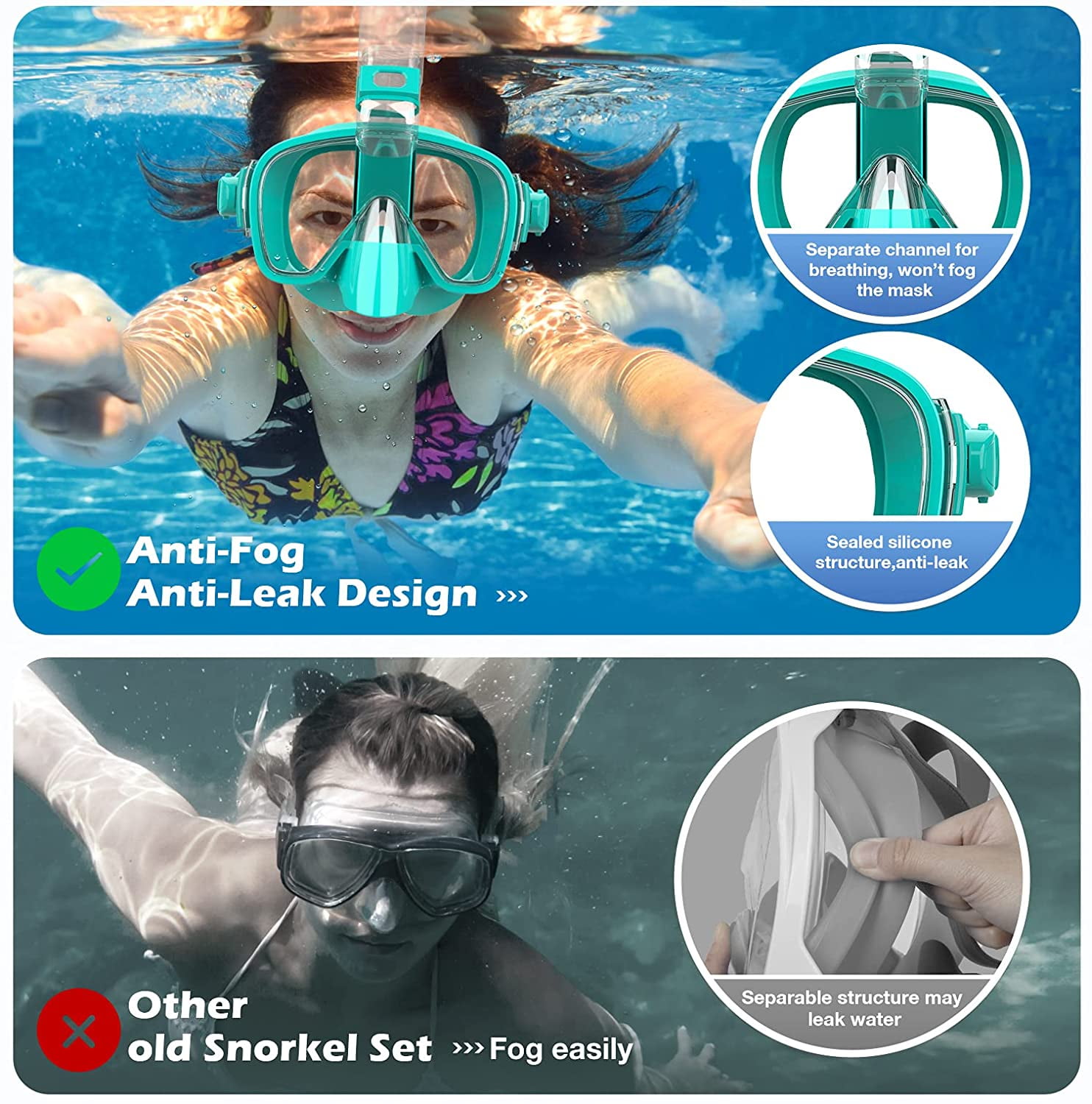 Half Face 180° View Mask Swimming Underwater Diving Snorkel Scuba Glass Anti-Fog 