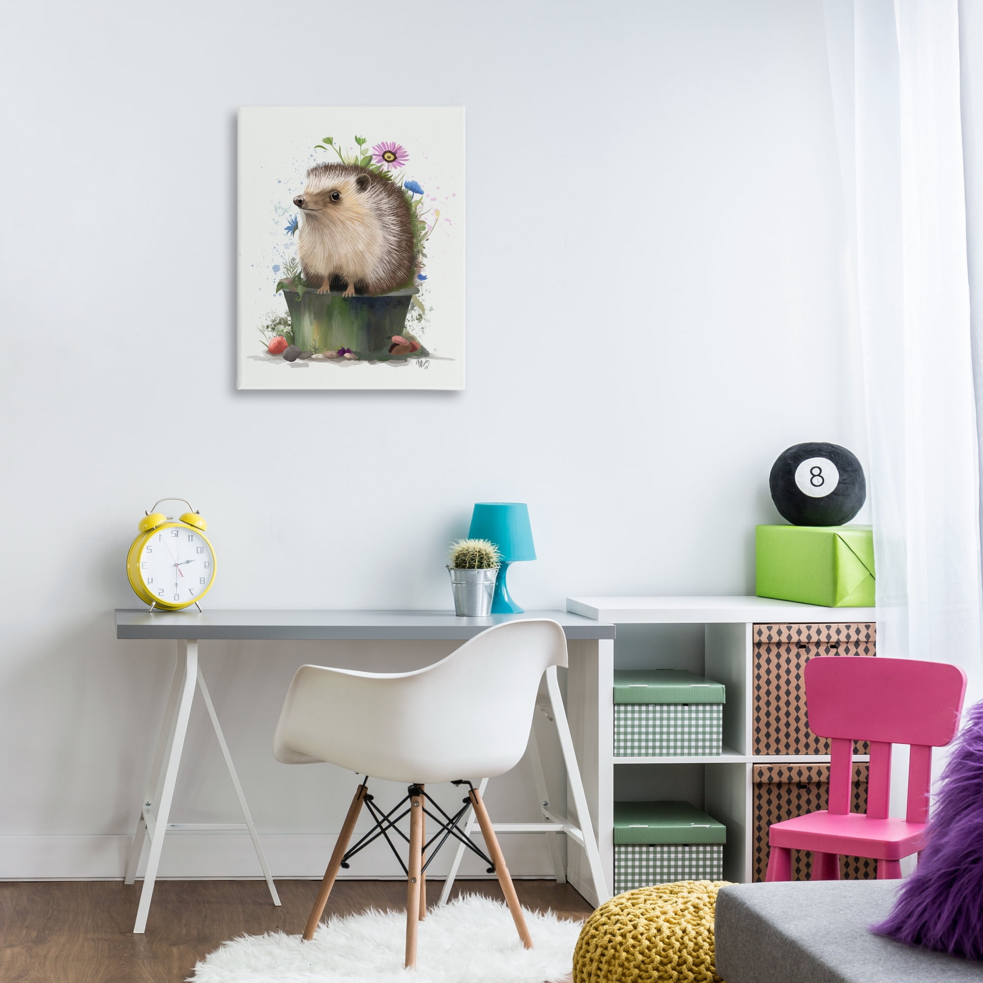 Stupell Industries Hedgehog in Gardening Pot Animals & Insects Painting Gallery Wrapped Canvas Art Print Wall Art, 24 x 30