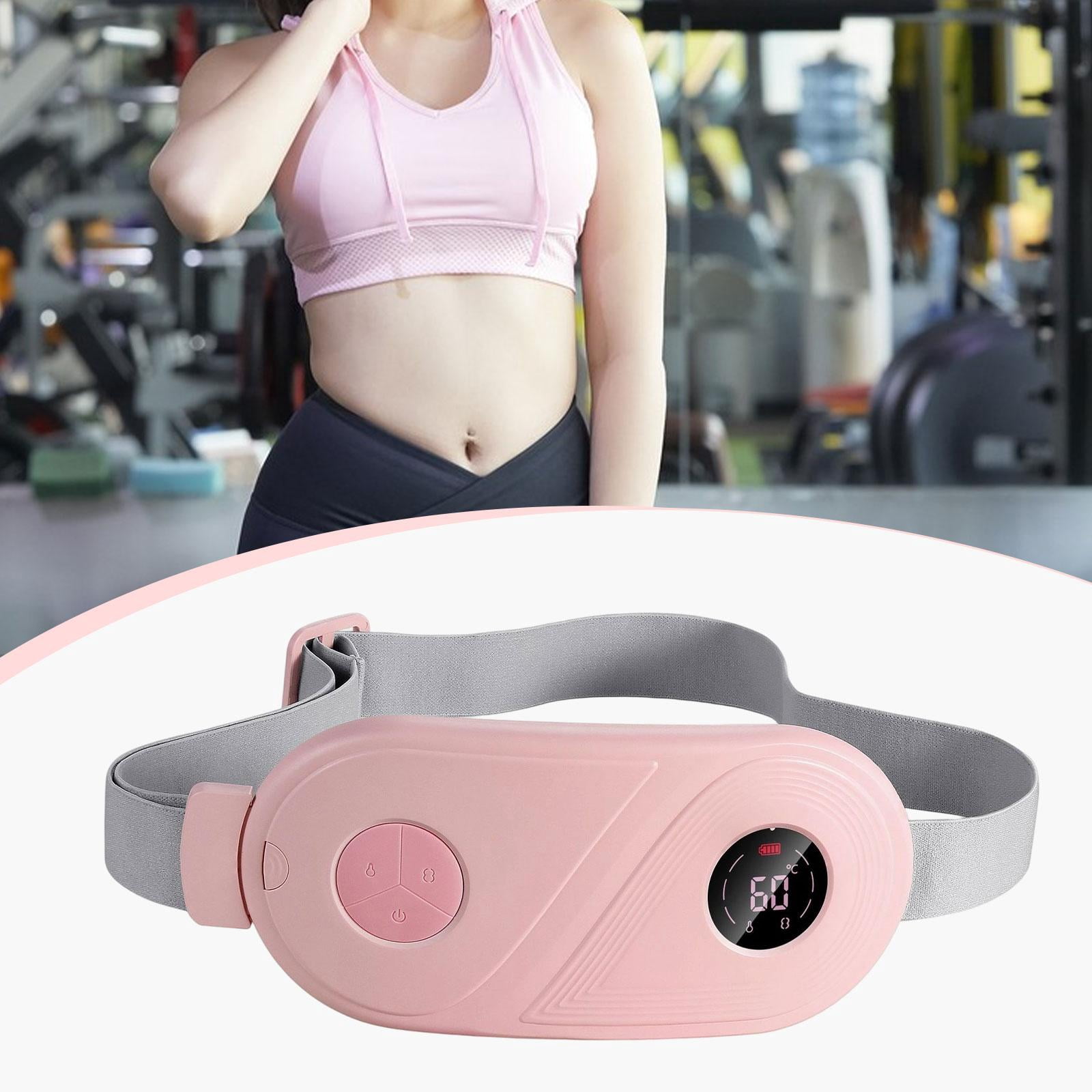 Wswqop Electric Menstrual Heating Pad Waist Belt Rechargeable Portable Belly Wrap Skin Pink