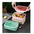 thumbnail image 2 of 1 paquete de lonchera Bento para adultos y niños, lonchera Bento de 1400 ml con juego de utensilios incorporado, a prueba de fugas, apta para lavavajillas y microondas (verde), 2 of 5