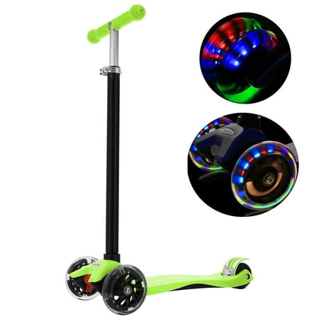 3 Piece Scooter - Aluminum Alloy Kids Kick Scooter 3 Wheel Folding Scooter T Style Handle Bar