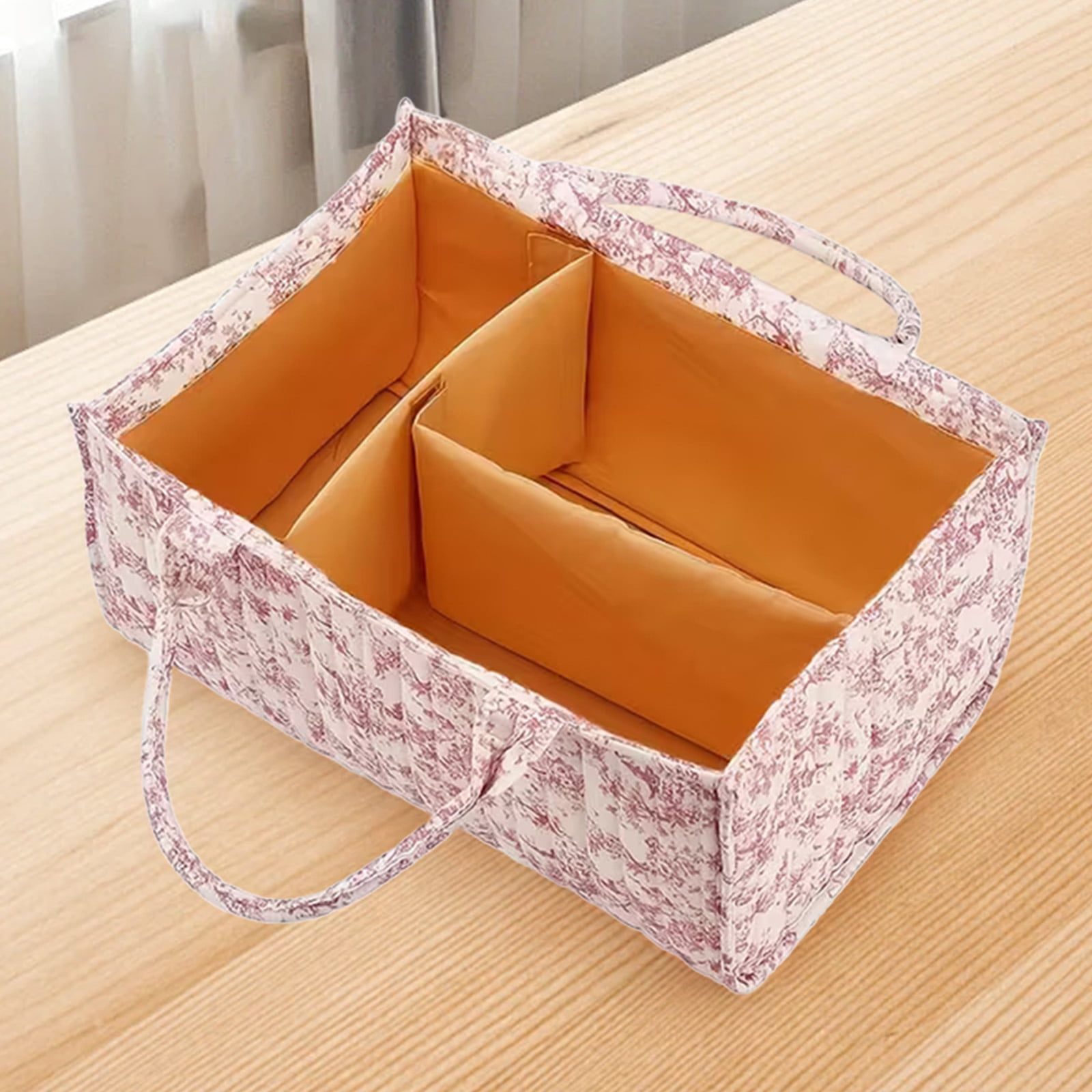 Baby Diaper Caddy Organizer, with Removable Divider Portable Stylish Nursery Storage Basket, Newborn Essentials, Newborn Caddie Car Travel，Pink