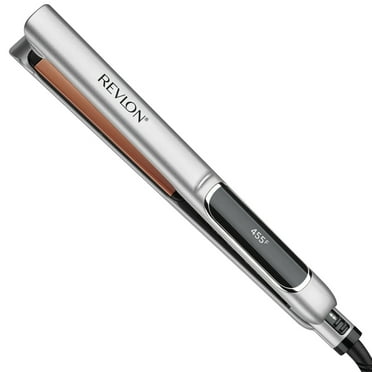 Revlon Extra Long Copper   Ceramic Plates 1" Flat Iron, Silver