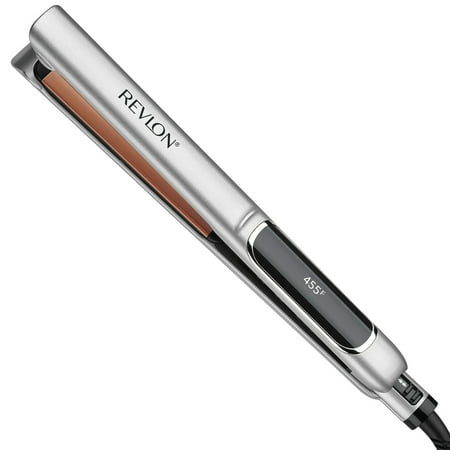 Revlon Extra Long Copper + Ceramic Plates 1" Flat Iron, Silver