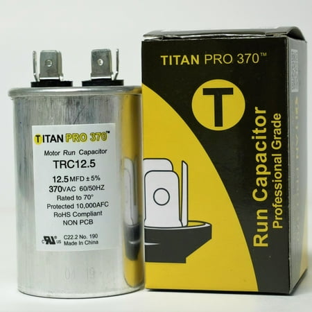 

TitanPro TRC12.5 HVAC Round Motor Run Capacitor. 12.5 MFD/UF 370 Volts