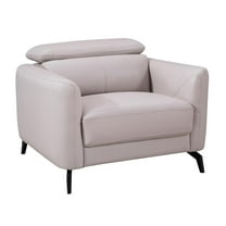 American Eagle Furniture Genuine Leather Accent Chair in Light Gray