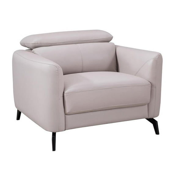 American Eagle Furniture Genuine Leather Accent Chair in Light Gray