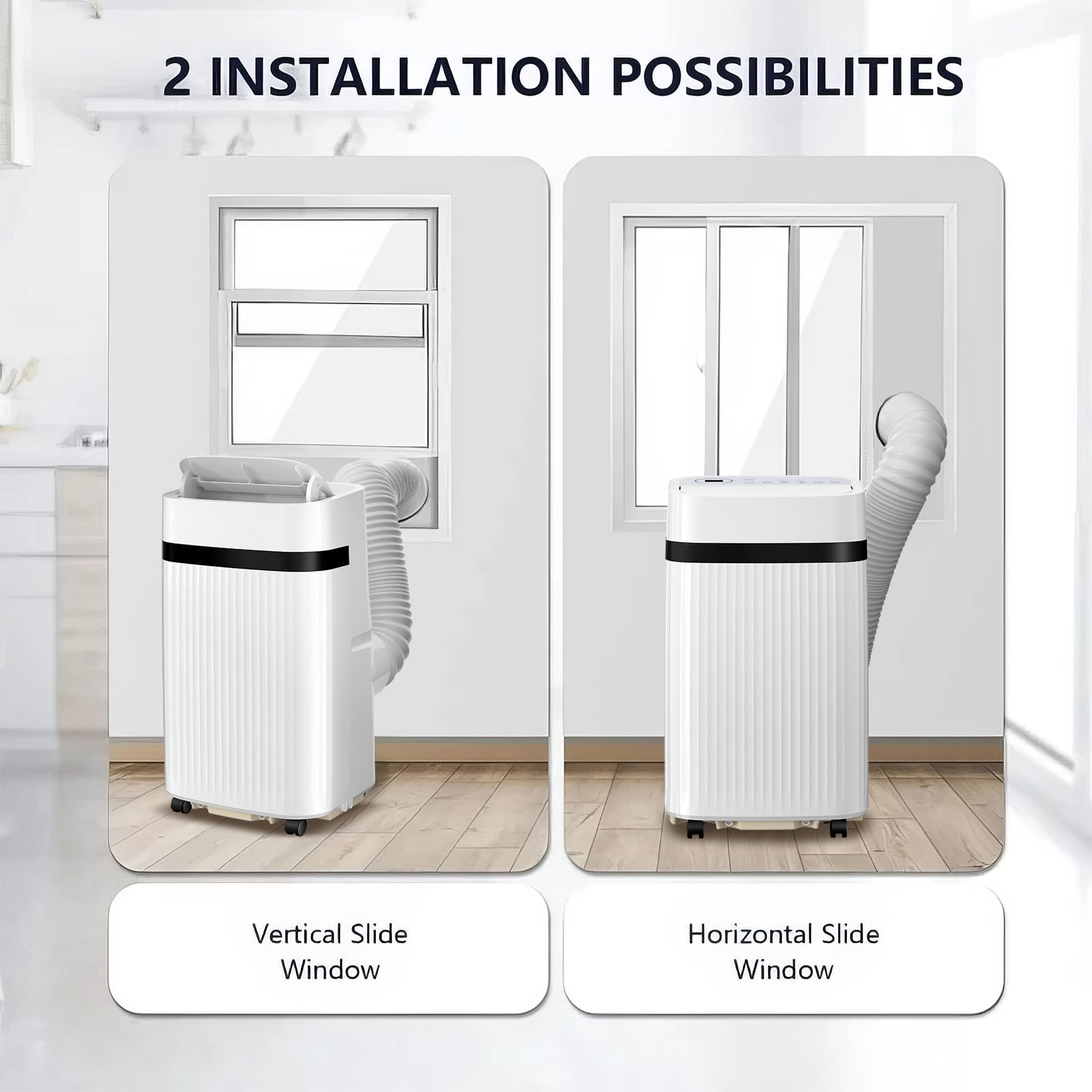 KISSAIR 12,000 BTU Portable Air Conditioner - Powerful 3-in-1 Cooling, Ultra Quiet Floor Standing AC with Remote 8,000BTU (SACC) for 500 Sq.Ft Rooms, 24H Timer & Energy Saving Mode